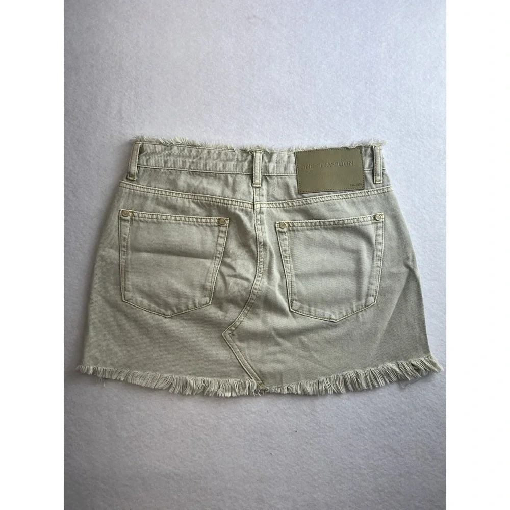 One‎ Teaspoon Womens Button Fly Denim Mini Skirt Antique Khaki Size 25